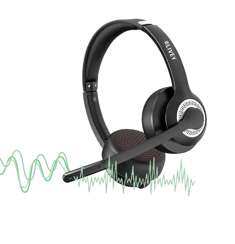 LIVEY 715BT Series wireless headset with Active noise cancellation feature.